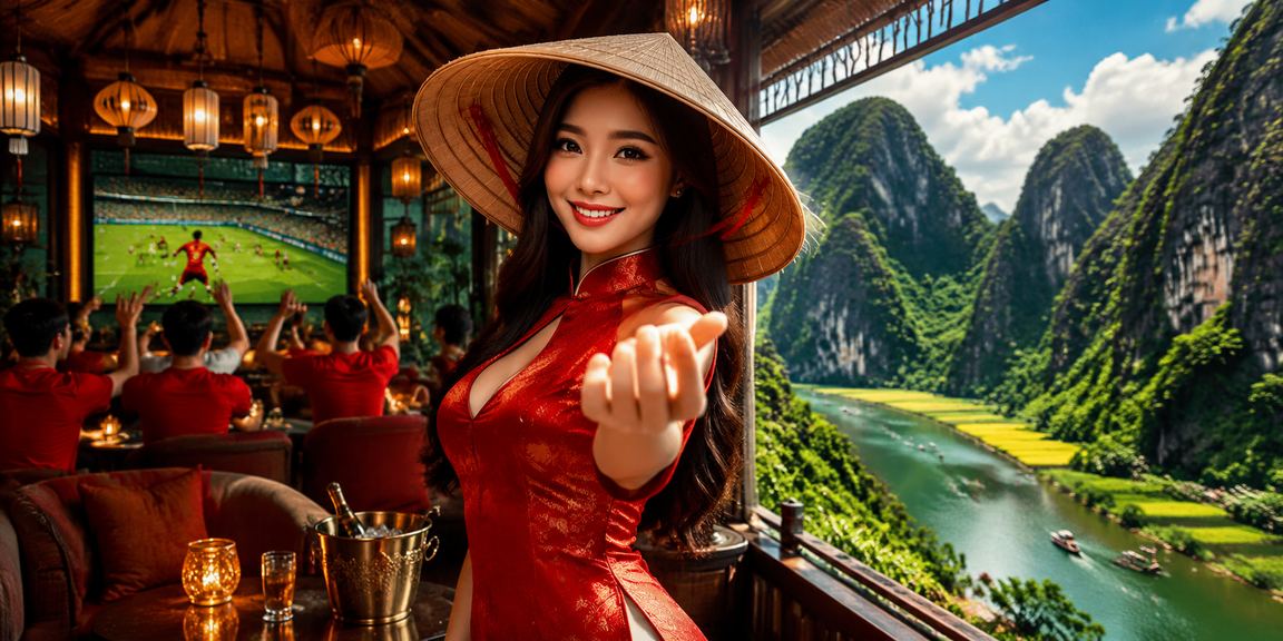 Người chơi thể thao cá cược tại Ninh Bình với chiếc nón lá truyền thống Việt Nam